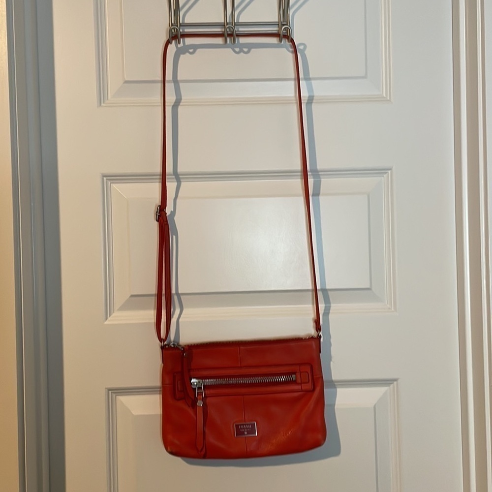 Fossil Red Orange Leather Crossbody - Picture 2 of 5